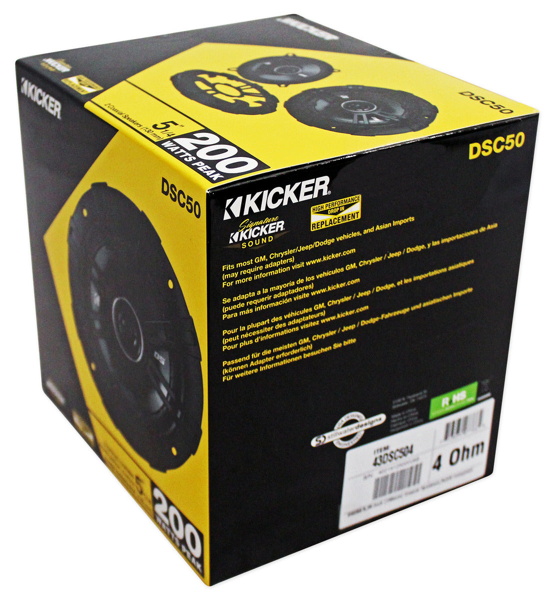 Kicker Bocinas 5 1/4 Dsc504 Dsc50 200w Max 2 Vias Coaxiales Color Negro