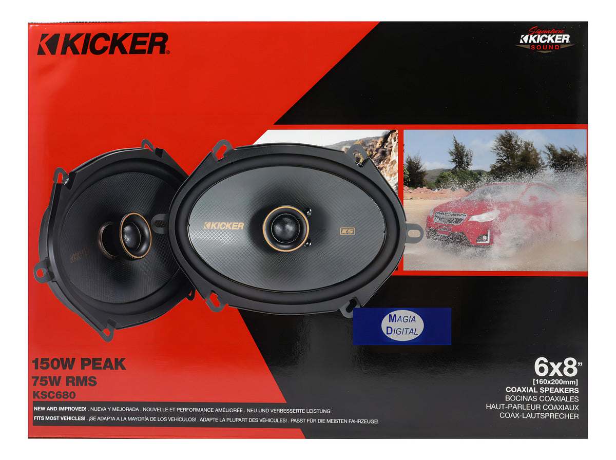 Bocinas 6x8 Pulgadas Kicker 51ksc6804 150 Watts Coaxiales Color Negro