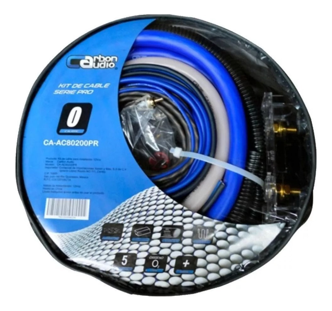 Kit De Cables Para Amplificador Calibre # 0 Carbon Audio