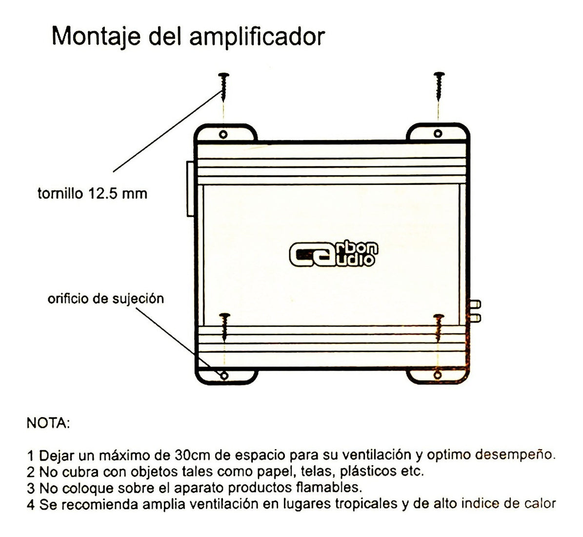 Amplificador Carbón Audio 1 Canal 800w Rms Clase D Nano Color Negro