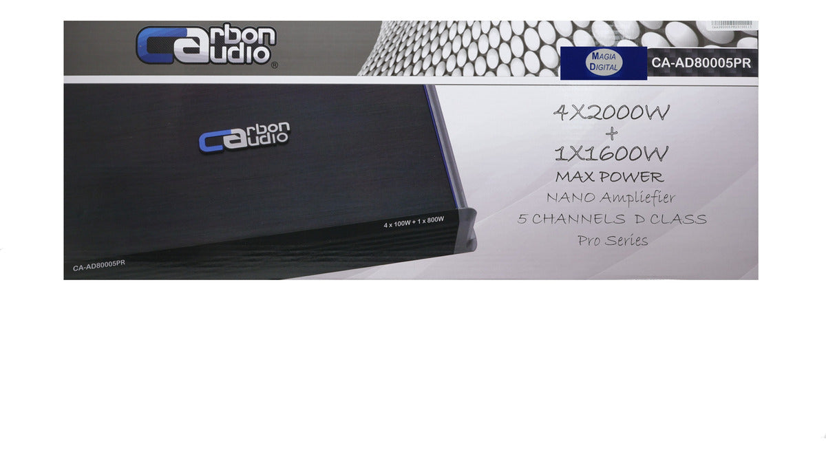 Amplificador Carbon Audio 5ch Clase D 1ohm 1x800w+4x100w Rms Color Negro
