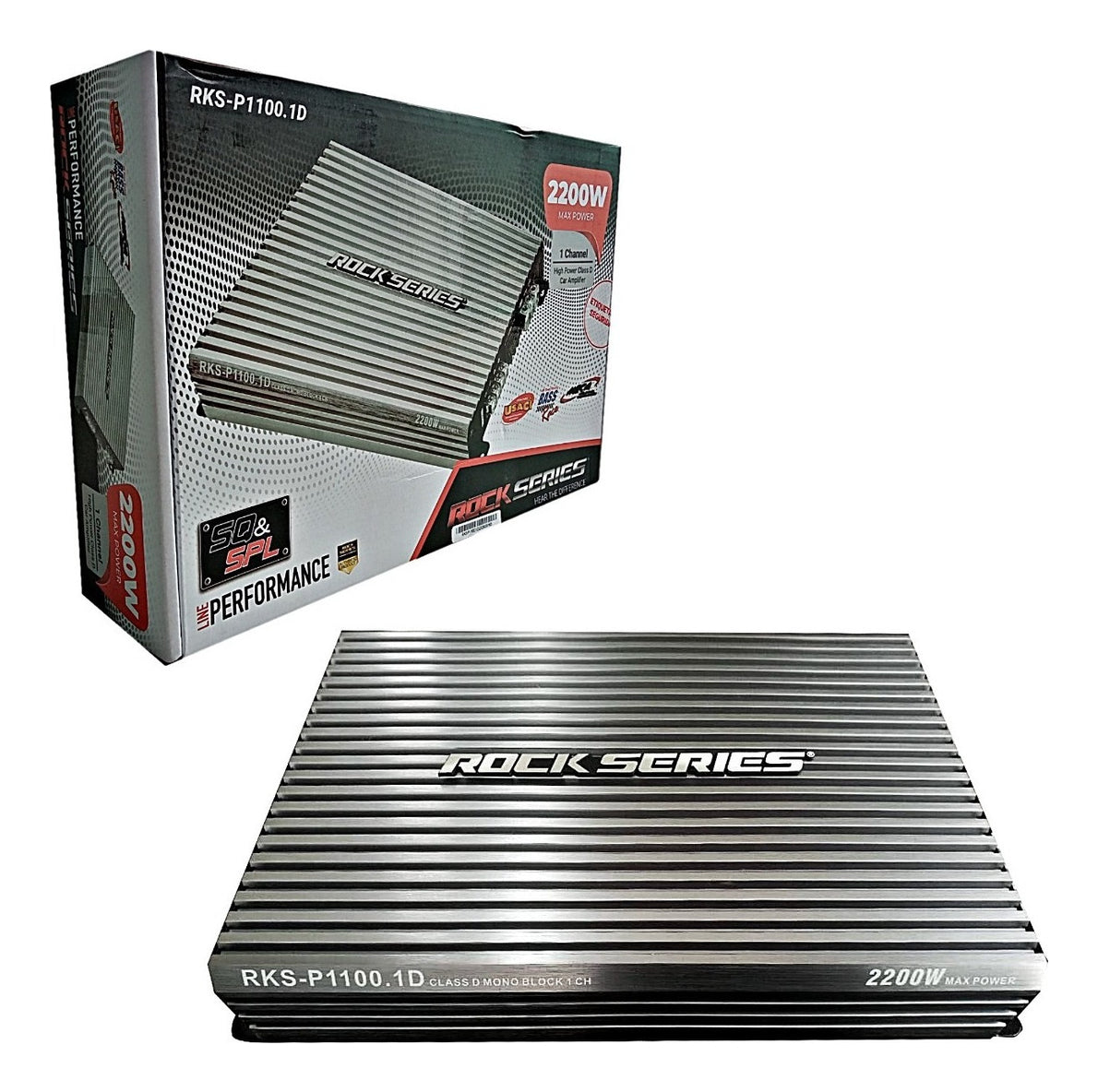 Amplificador Rock Series Rks-p1100.1d 2200w Max 1c Clase D Color Gris