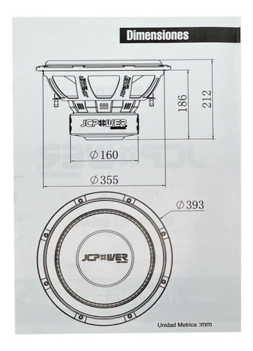 Subwoofer Jc-power Rs-15d4 15 PuLG 1500w Max Doble Bobina Color Negro