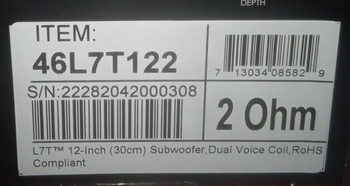 Kicker L7 46l7t122 Subwoofer 12 2 Ohms 1200w 600w Rms Color Negro