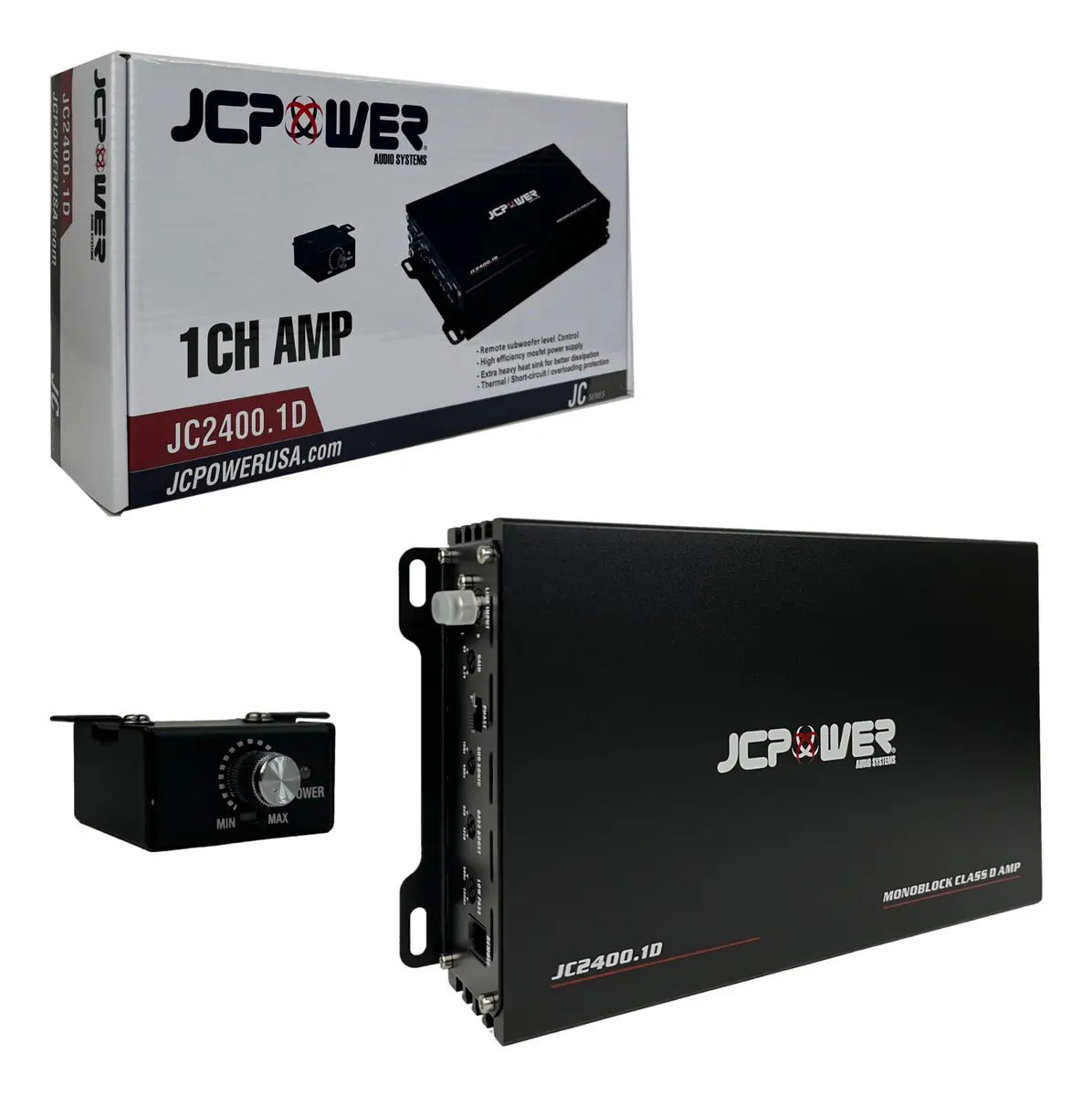 Amplificador Monoblock 1 Canal Clase D 1200w Rms Jc Power Jc2400.1d Negro