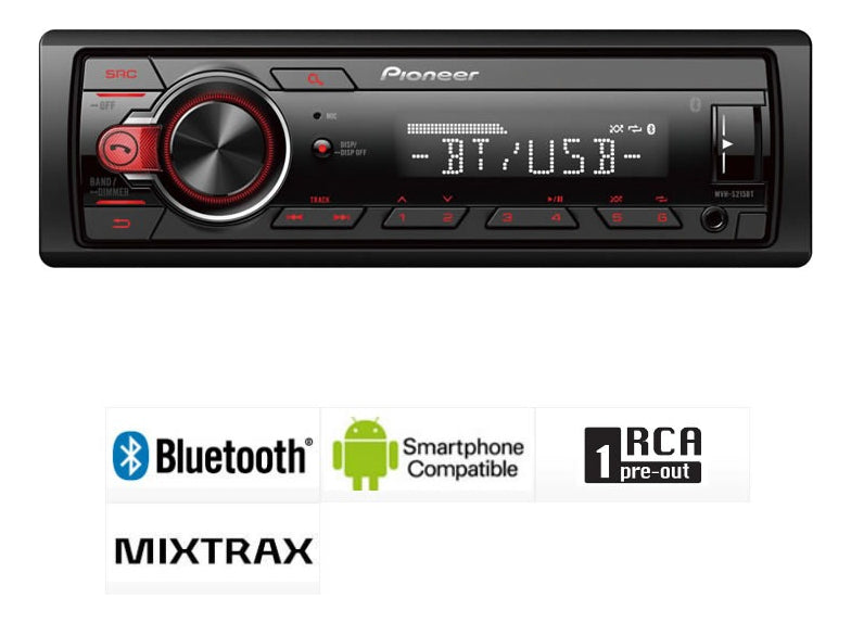 Autoestéreo Para Auto Pioneer Mvh S215bt Con Usb Y Bluetooth