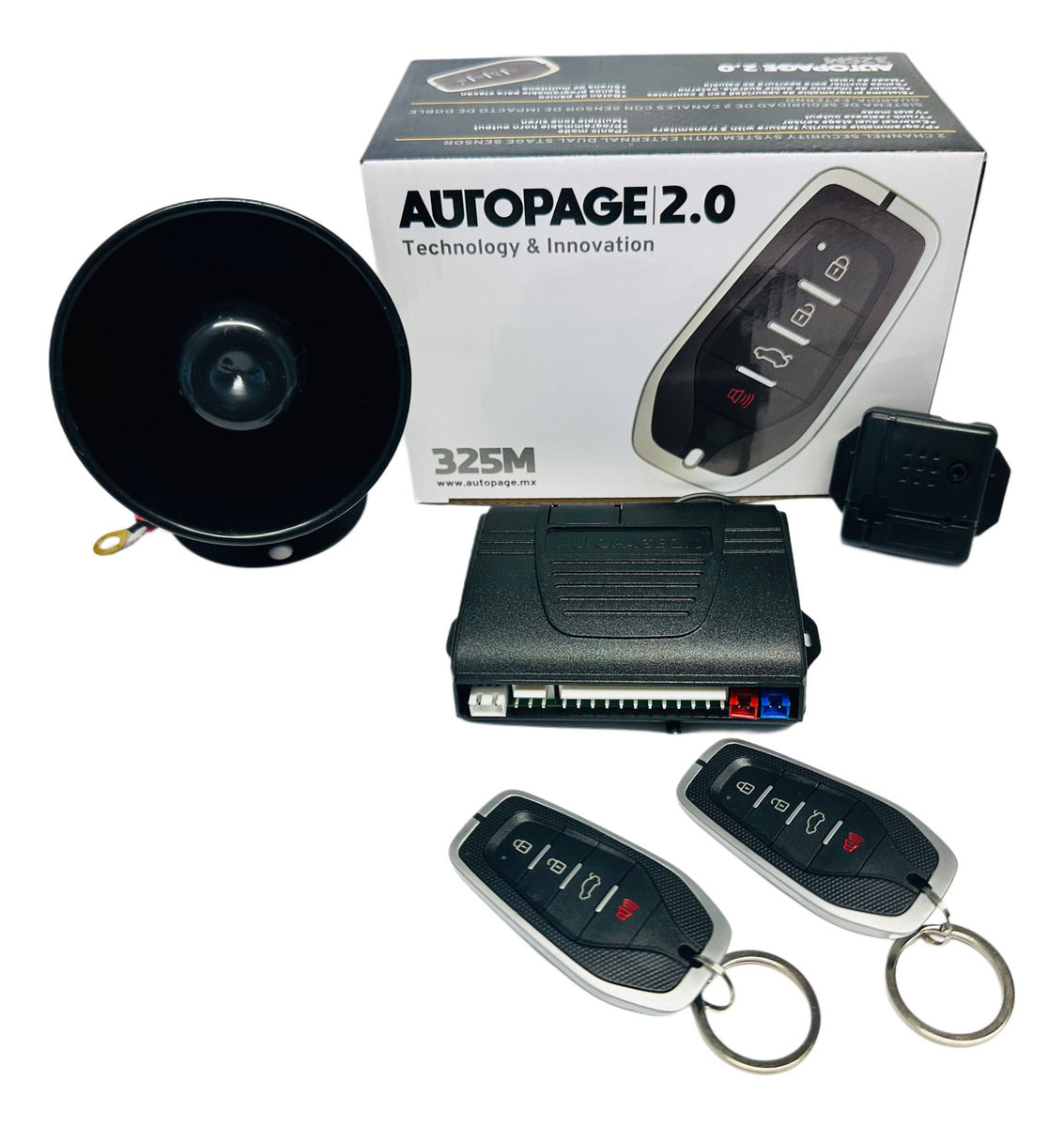 Alarma Automotriz Autopage 325m Con 2controles Sirena Sensor