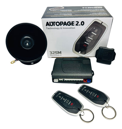 Alarma Automotriz Autopage 325m Con 2controles Sirena Sensor