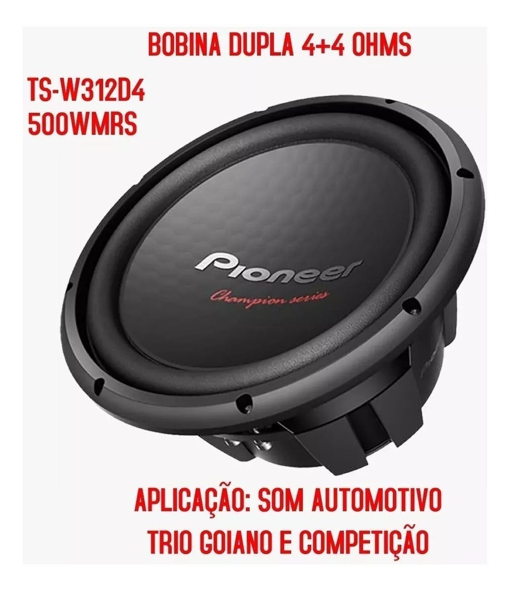 Subwoofer Pioneer Tsw312s4 De 12 Pulgadas, 1600 W, Grabación Automática De Sonido, Color Negro