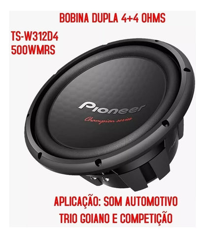 Subwoofer Pioneer Tsw312s4 De 12 Pulgadas, 1600 W, Grabación Automática De Sonido, Color Negro