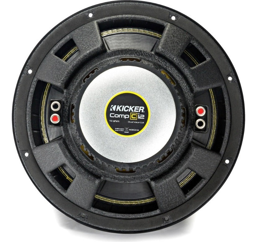 Subwoofer Kicker 12 PuLG 44cwcd124 600w Max Doble Bobina Color Negro/amarillo