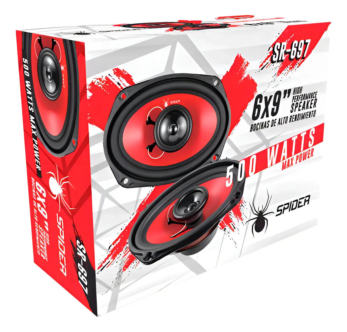 Juego De Bocinas 6x9 PuLG. 2 Vias 500w Maximo Spider Sr697 Color Rojo