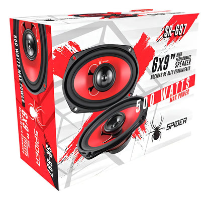 Juego De Bocinas 6x9 PuLG. 2 Vias 500w Maximo Spider Sr697 Color Rojo