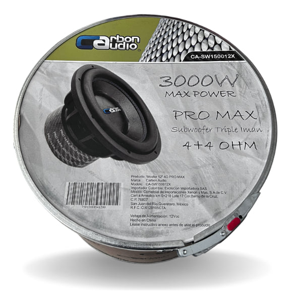 Parlante Para Vehículo Carbon Audio Ca-sw150012x Color Negro