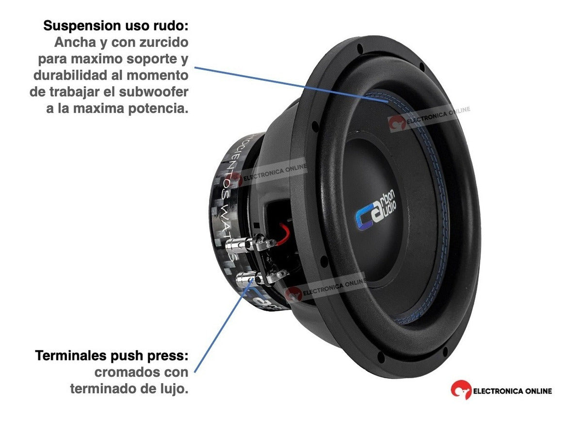 Subwoofer 10 Pulgadas Carbon Audio 800w Entry Doble Bobina Color Negro