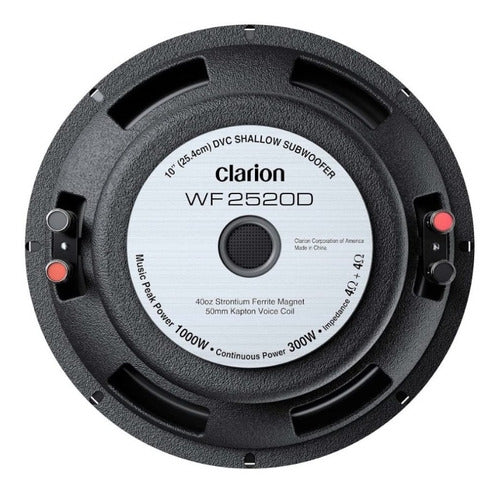 Subwoofer Plano Clarion 10 Pulgadas Wf2520d 1000w Max Color Negro