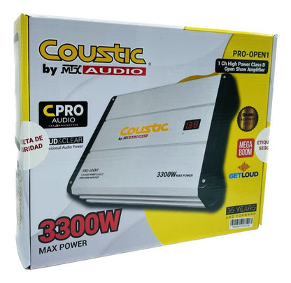 Amplificador Clase D 1ch Coustic Pro-open1 3300w Open Show Color Gris