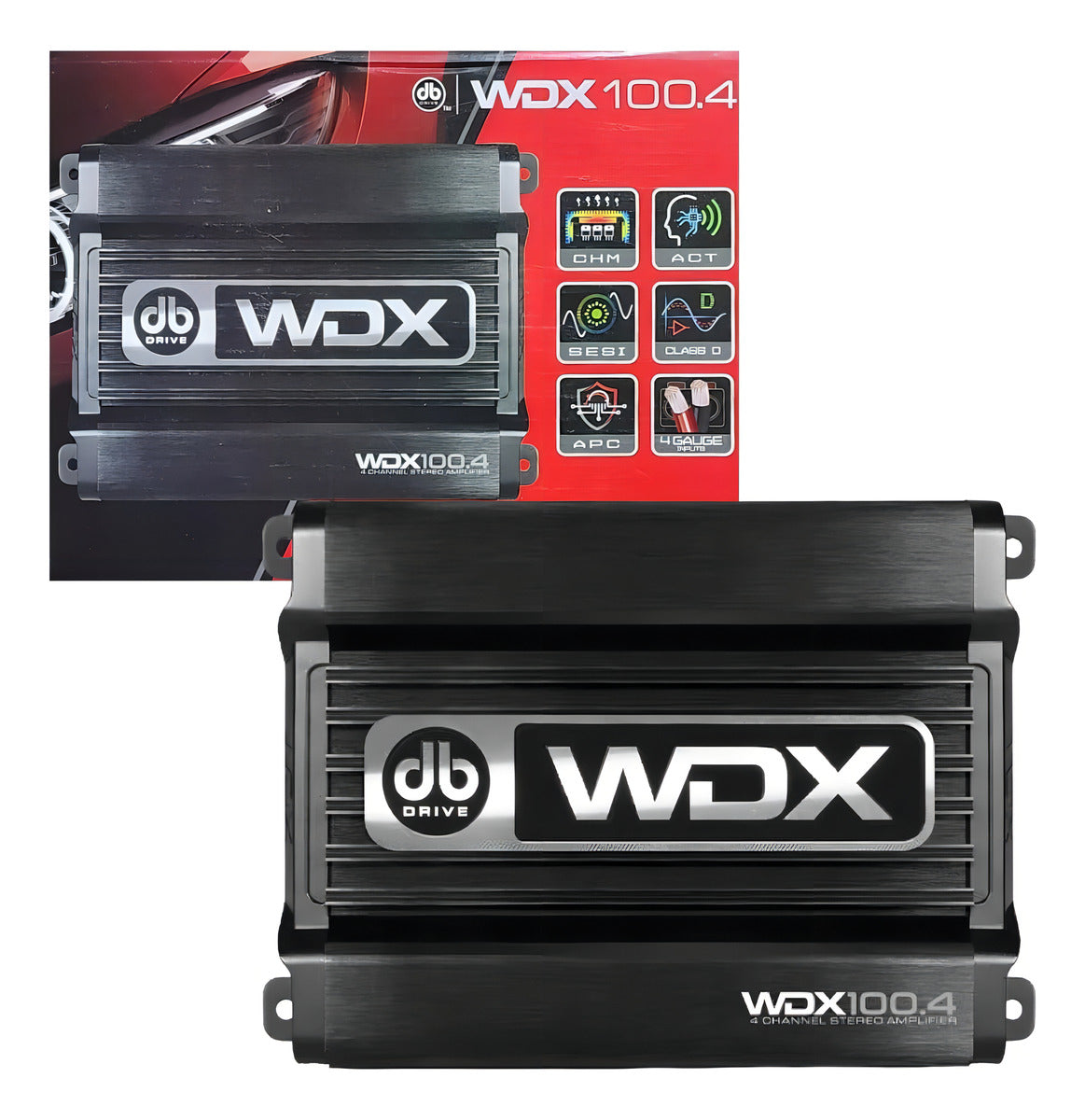 Amplificador Mini 4 Canales Db Drive Wdx100.4 600w Clase D Color Negro