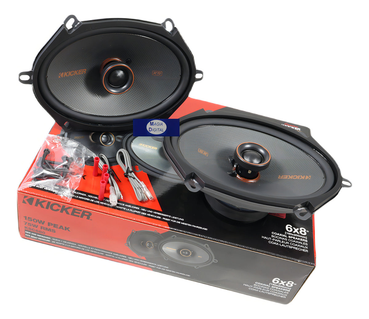 Bocinas 6x8 Pulgadas Kicker 51ksc6804 150 Watts Coaxiales Color Negro