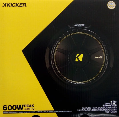 Subwoofer Kicker 12 PuLG 44cwcd124 600w Max Doble Bobina Color Negro/amarillo