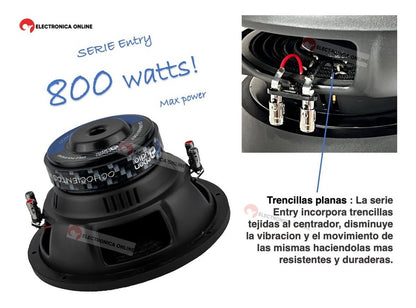 Subwoofer 10 Pulgadas Carbon Audio 800w Entry Doble Bobina Color Negro