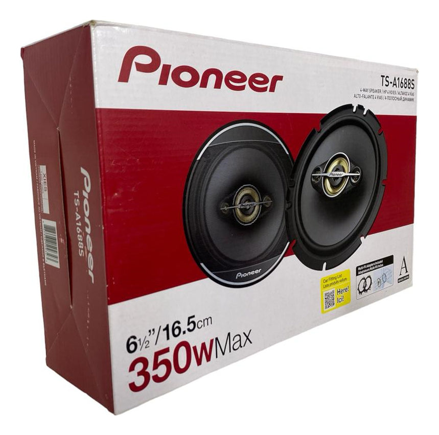 Par De Altavoces Cuadriaxiales Pioneer De 6.5 Pulgadas Ts-a1688s 350 W, Color Negro