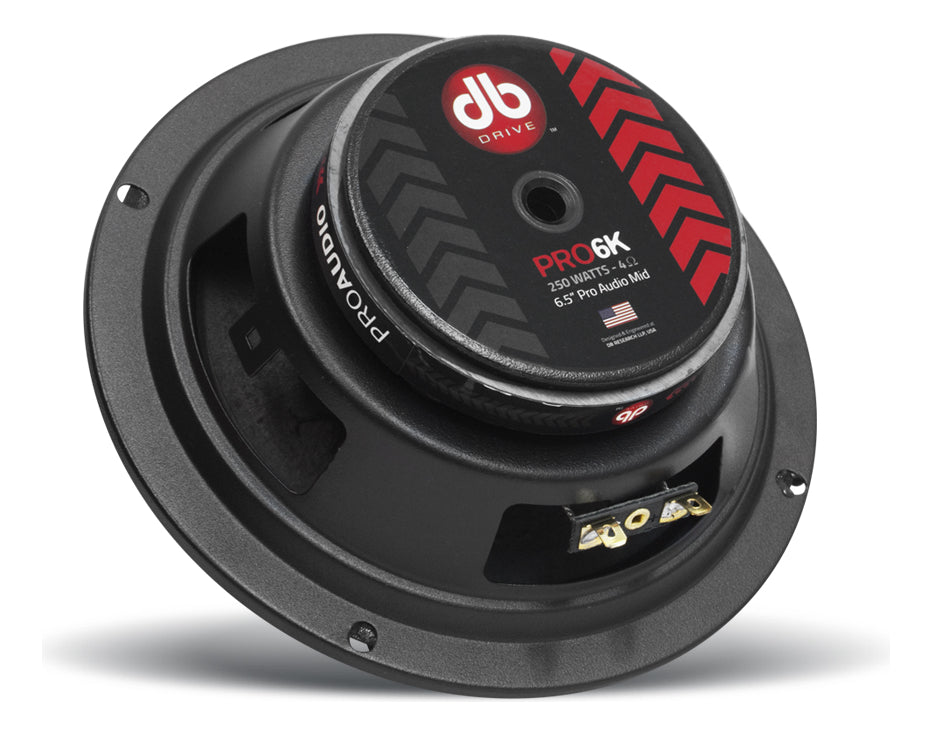 Set De Medios Rangos Para Automóvil Db Drive Pro6k Elite Pro Audio Series 6.5 Pulgadas 500 Watts Máximo 225 Watts Rms 4 Ohms Open Show Color Negro