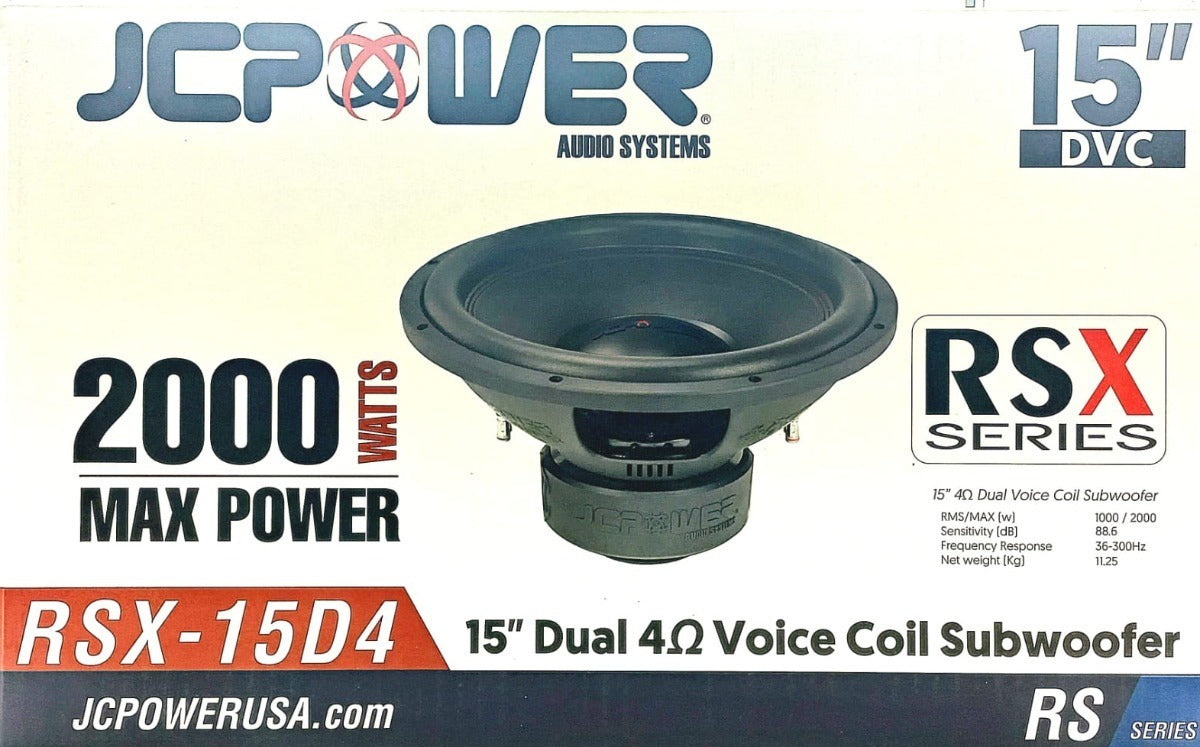 Subwoofer Jc Power Rsx-15d4 15 Pulgadas 2000w Doble Bobina Color Negro