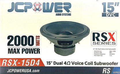 Subwoofer Jc Power Rsx-15d4 15 Pulgadas 2000w Doble Bobina Color Negro