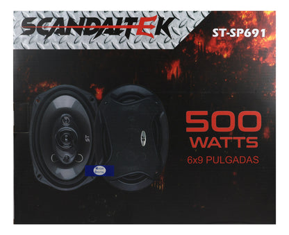 Bocinas 6x9puLG Scandaltek St-sp691 500 Watts 4 Vias Color Negro