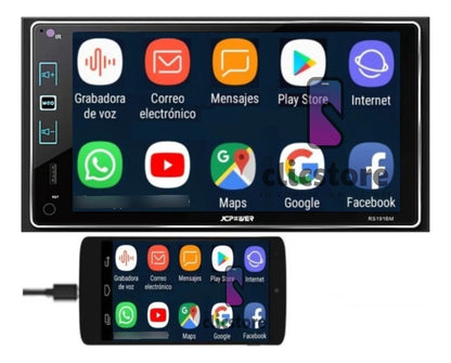 Pantalla Doble Din Jc Power Rs191bm Bt Usb Mirrorlink Color Negro