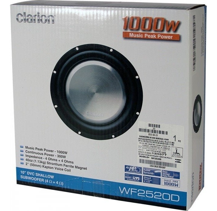 Subwoofer Plano Clarion 10 Pulgadas Wf2520d 1000w Max Color Negro