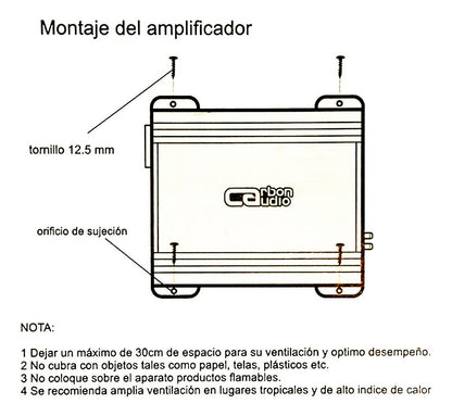 Amplificador Carbón Audio 1 Canal 800w Rms Clase D Nano Color Negro