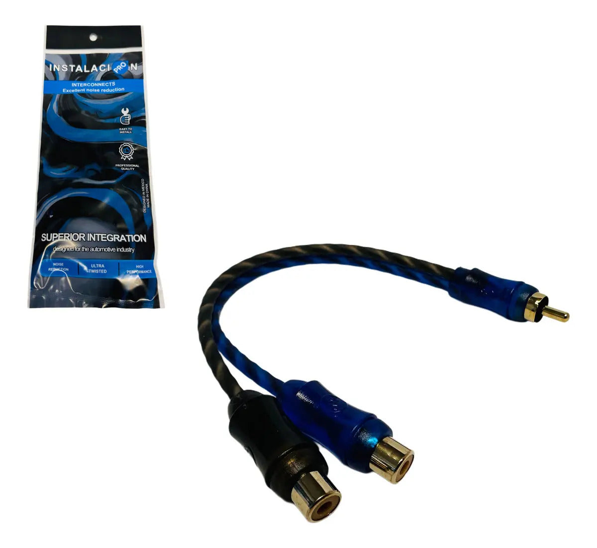 Cable Rca Tipo Y Instalación Pro 2 Hembras 1 Macho Azul Negro Pack 10