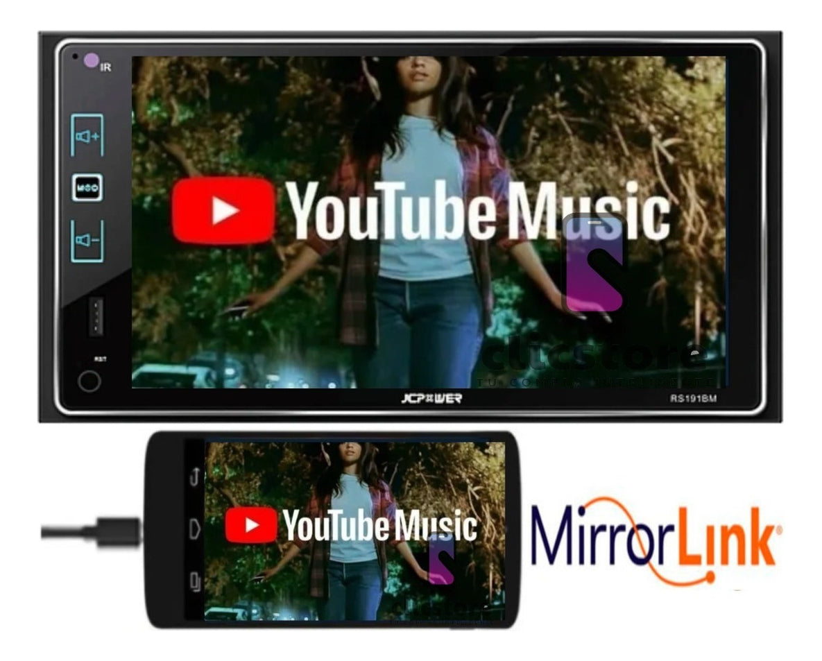 Pantalla Doble Din Jc Power Rs191bm Bt Usb Mirrorlink Color Negro