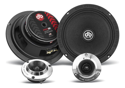 Set De Medios Rangos Para Automóvil Db Drive Pro6k Elite Pro Audio Series 6.5 Pulgadas 500 Watts Máximo 225 Watts Rms 4 Ohms Open Show Color Negro