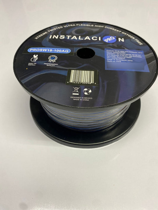 Prosw18-100ag Cable Bocina 18ga Aleacion 100mts Azul/gris