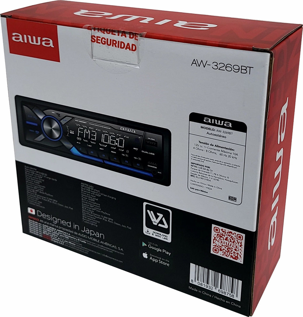 Aiwa Aw-3269bt Autoestéreo Negro 20w De Fm
