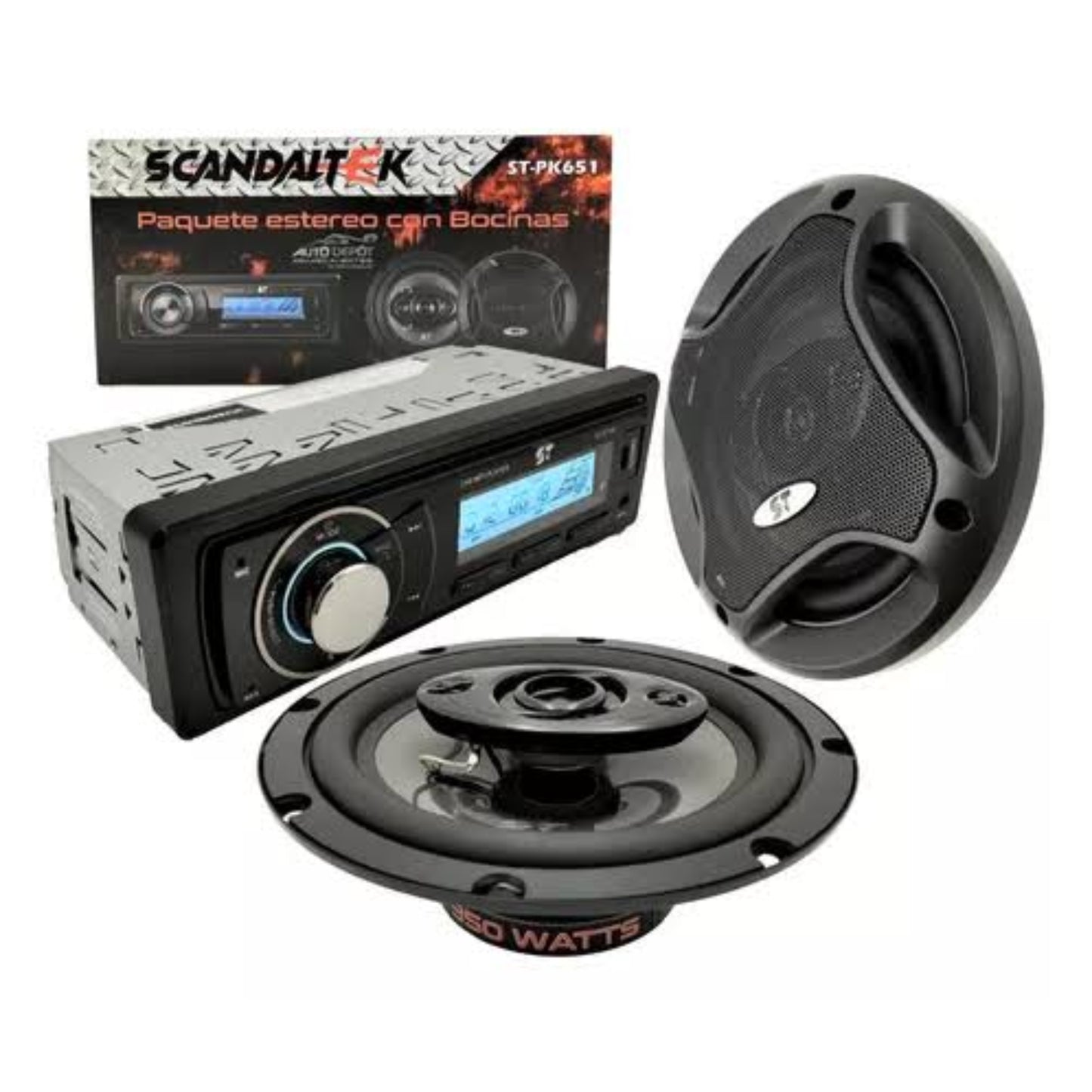 Paquete Estereo BT 2 Bocinas 6.5 Pulgadas Scandaltek PK651
