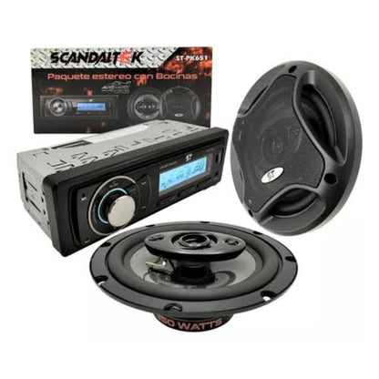Paquete Estereo BT 2 Bocinas 6.5 Pulgadas Scandaltek PK651