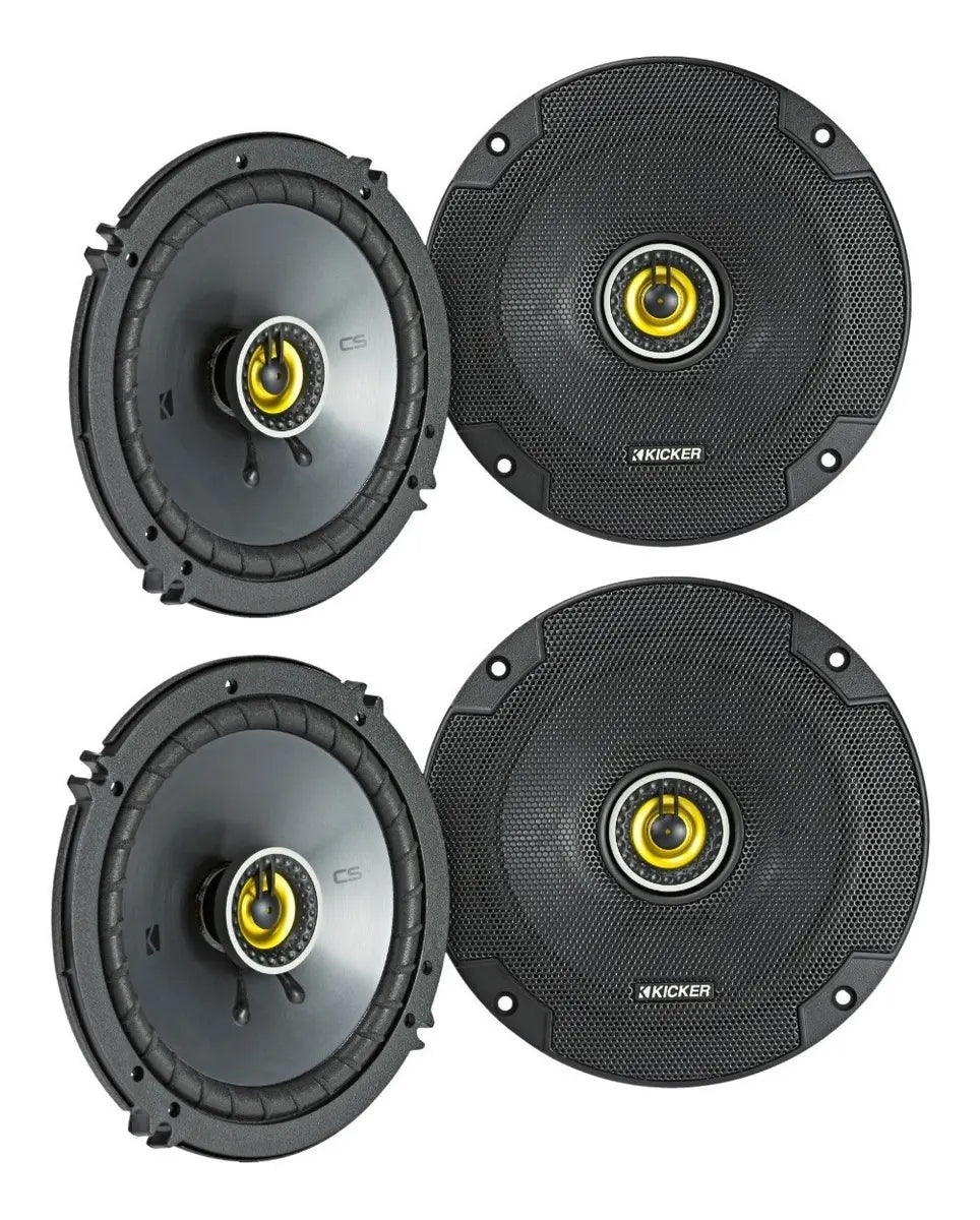 Paquete 4 Bocinas Kicker 6.5 Pulgadas Csc654 2 Vias 300w Max Color Gris Oscuro