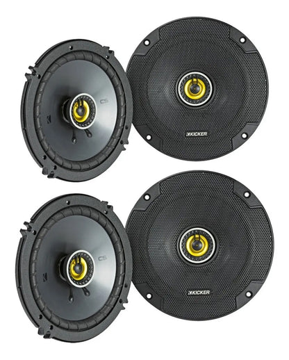 Paquete 4 Bocinas Kicker 6.5 Pulgadas Csc654 2 Vias 300w Max Color Gris Oscuro