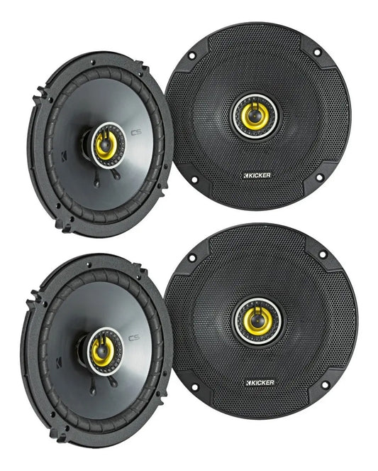 Paquete 4 Bocinas Kicker 6.5 Pulgadas Csc654 2 Vias 300w Max Color Gris Oscuro