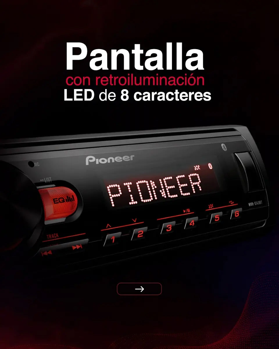 Pioneer Mvh-s145bt 1 Din Bt Usb 50wx4 Display Va Lcd